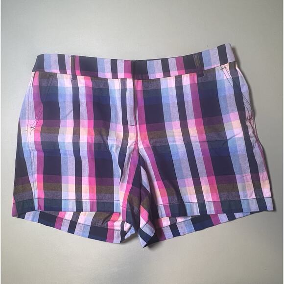J.Crew Chino Shorts Plaid Pink Blue Multicolor Women’s 14 - Picture 1 of 8